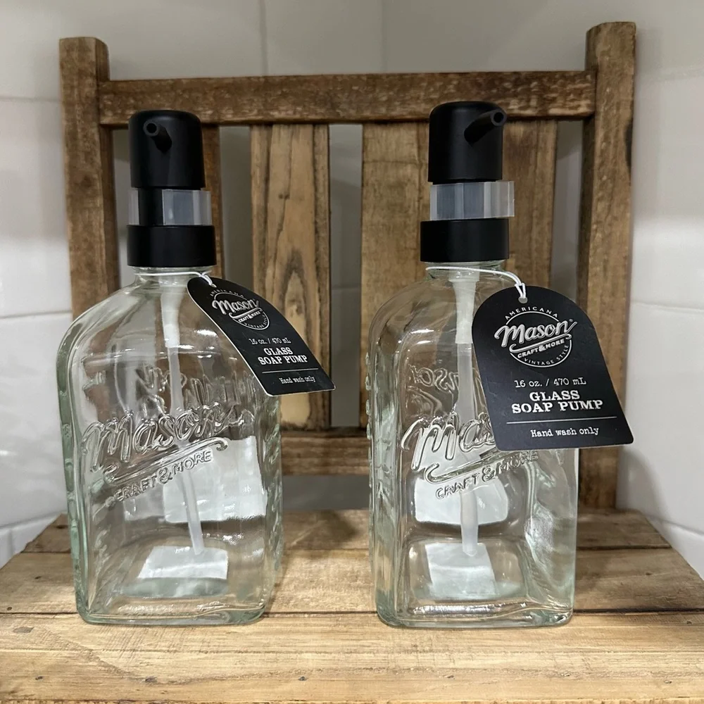 🆕 Set of 2 | Mason Glass Soap Dispensers!
